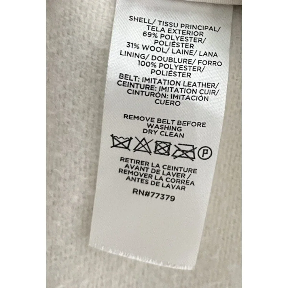 ANN TAYLOR SAND SHELL IVORY CREW NECK WOOL BLEND‎  JACKET COAT LARGE